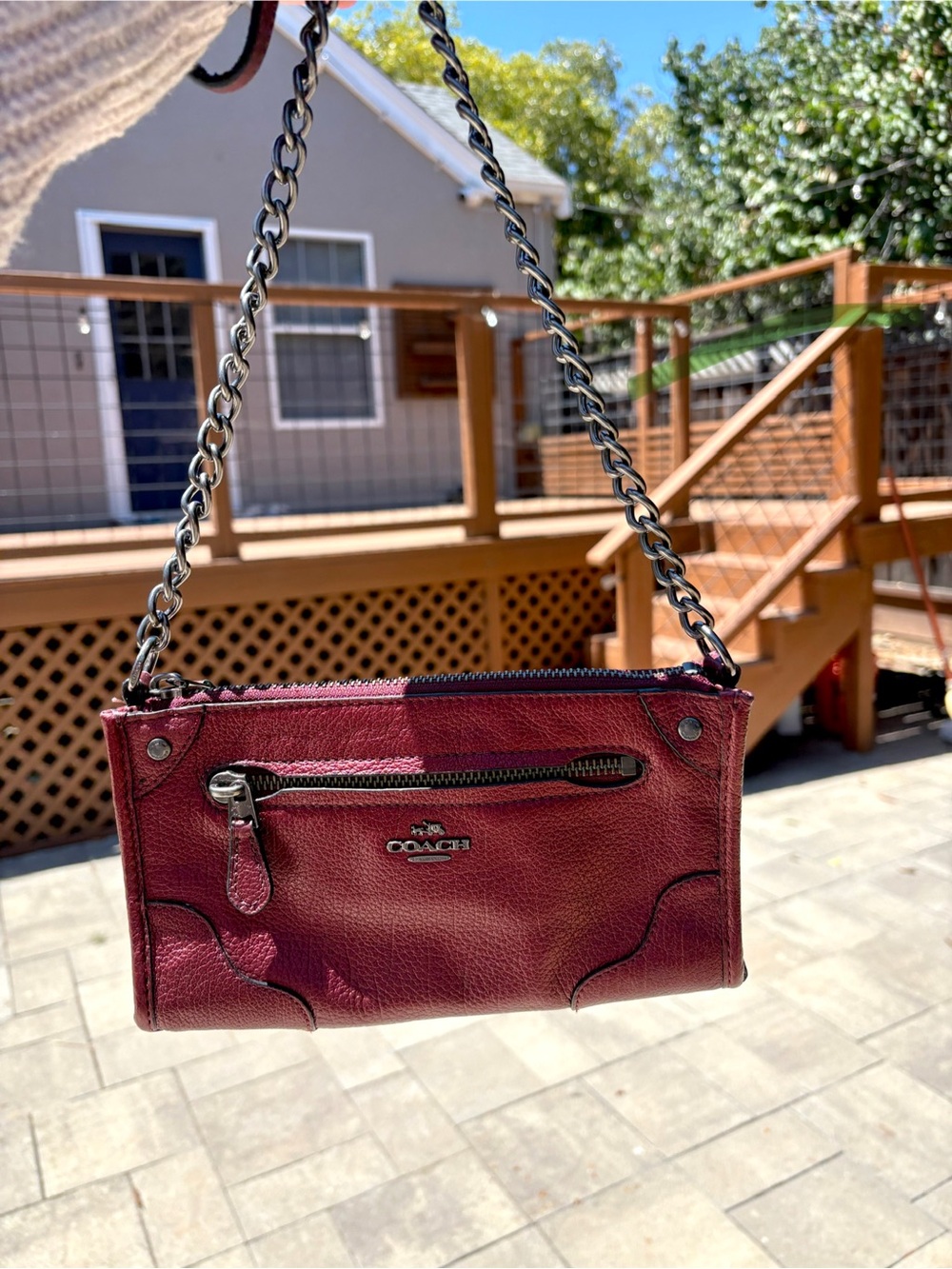 Coach Mickie Crossbody Bag Metallic Burgundy